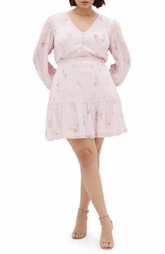 City Chic Kiki Floral Embroidered Long Sleeve Dress