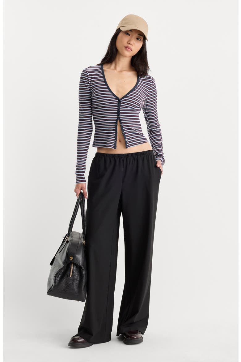 The Rib V-Neck Striped Cardigan, Alternate, color, IVY STRIPE