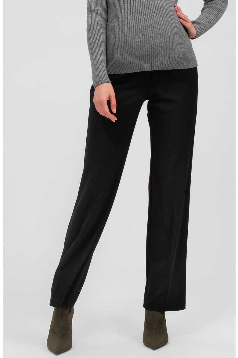 Noah Adjustable Waist Straight Leg Maternity Pants, Main, color, BLACK