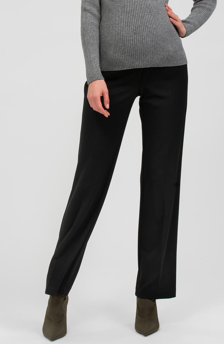 PIETRO BRUNELLI MATERNITY Noah Adjustable Waist Straight Leg Maternity Pants, Main, color, Black