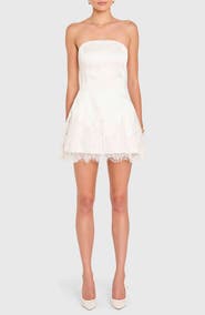 Amanda Uprichard Romilly Lace Hem Strapless Romper