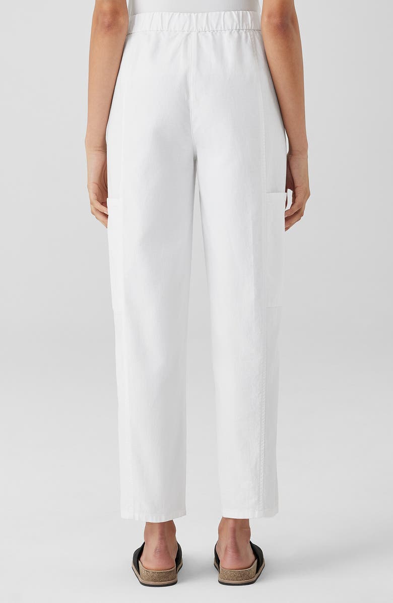 Eileen Fisher Lantern Cargo Stretch Cotton & Hemp Ankle Pants, Alternate, color, White