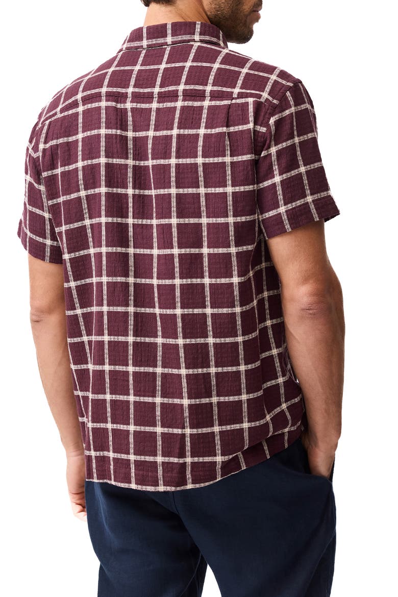 Weatherstones Windowpane Check Short Sleeve Cotton Button-Up Shirt, Alternate, color, BURGUNDY