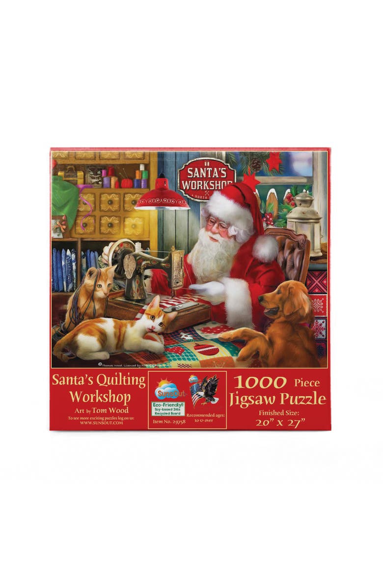 Sunsout Santa's Quilting Workshop 1000 piece Jigsaw Puzzle for Adults, Alternate, color, Multicolor