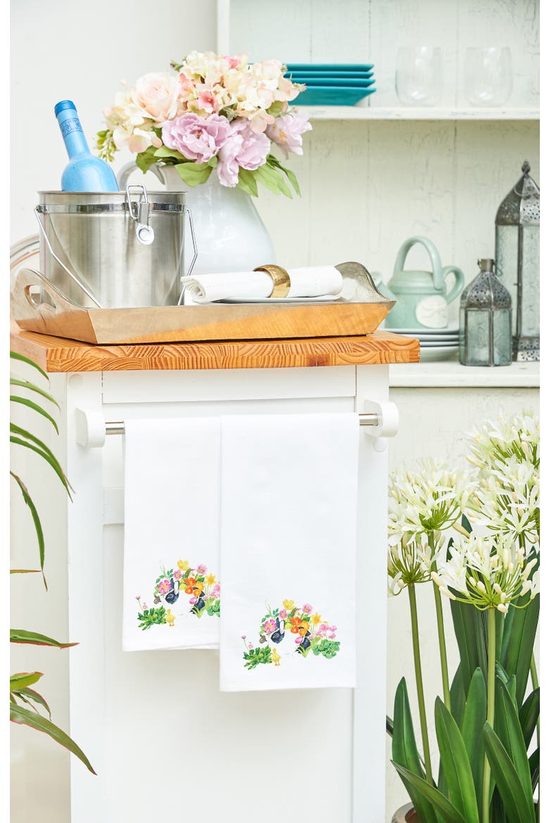 Bunny Rabbit & Duck Chick Printed Easter Spring Theme Kitchen Dishtowel, Alternate, color, White