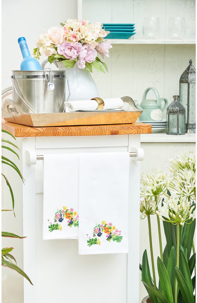 C&F Home Bunny Rabbit & Duck Chick Printed Easter Spring Theme Kitchen Dishtowel, Alternate, color, White