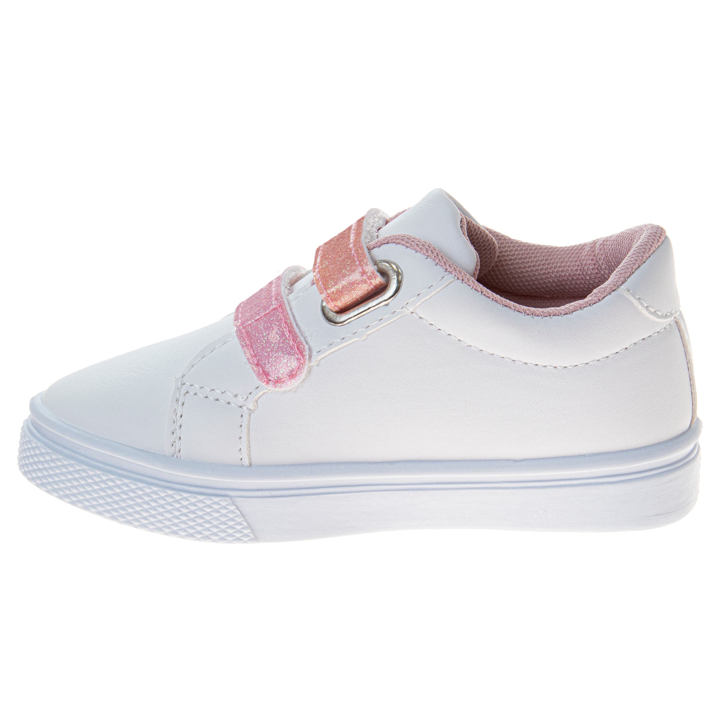 Laura Ashley Hook and Loop Girls' Casual Sneakers., Alternate, color, White/Pink
