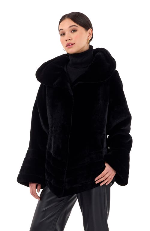 Gorski Horizontal-hem Lamb Shearling Hooded Reversible Jacket In Black