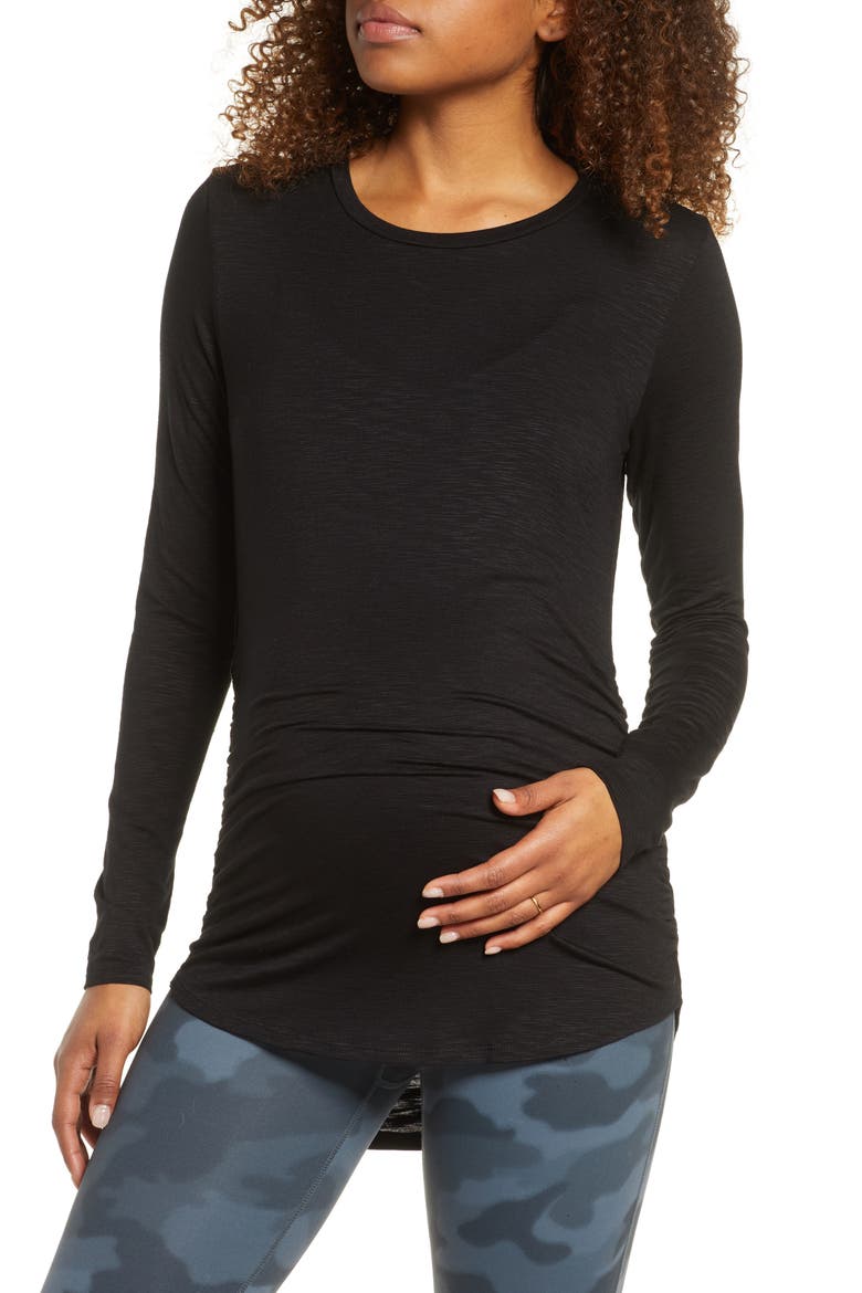 Mamasana Maternity Shirt, Main, color, BLACK