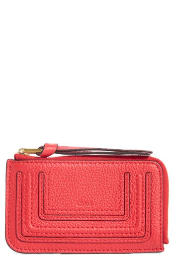 Chloé Pebbled Leather Zip Coin Purse In Red