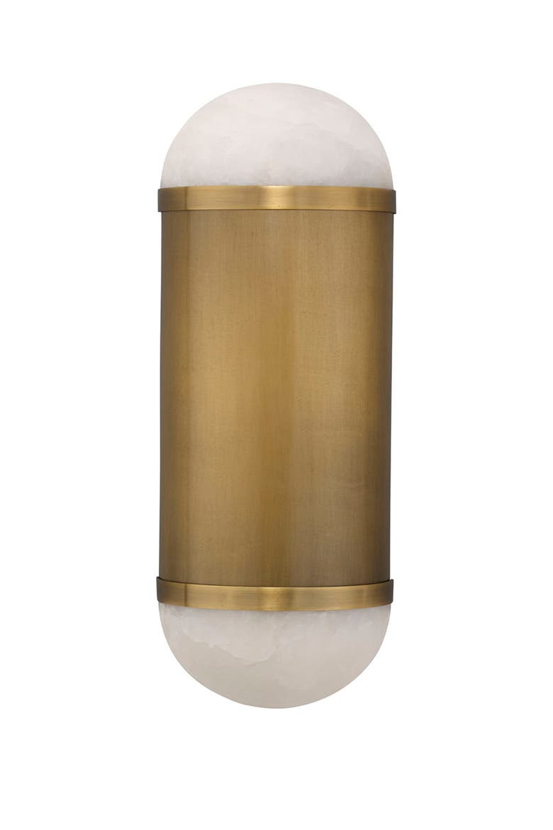 Remedy Wall Sconce in Alabaster and Antique Brass, Main, color, Antique Brass