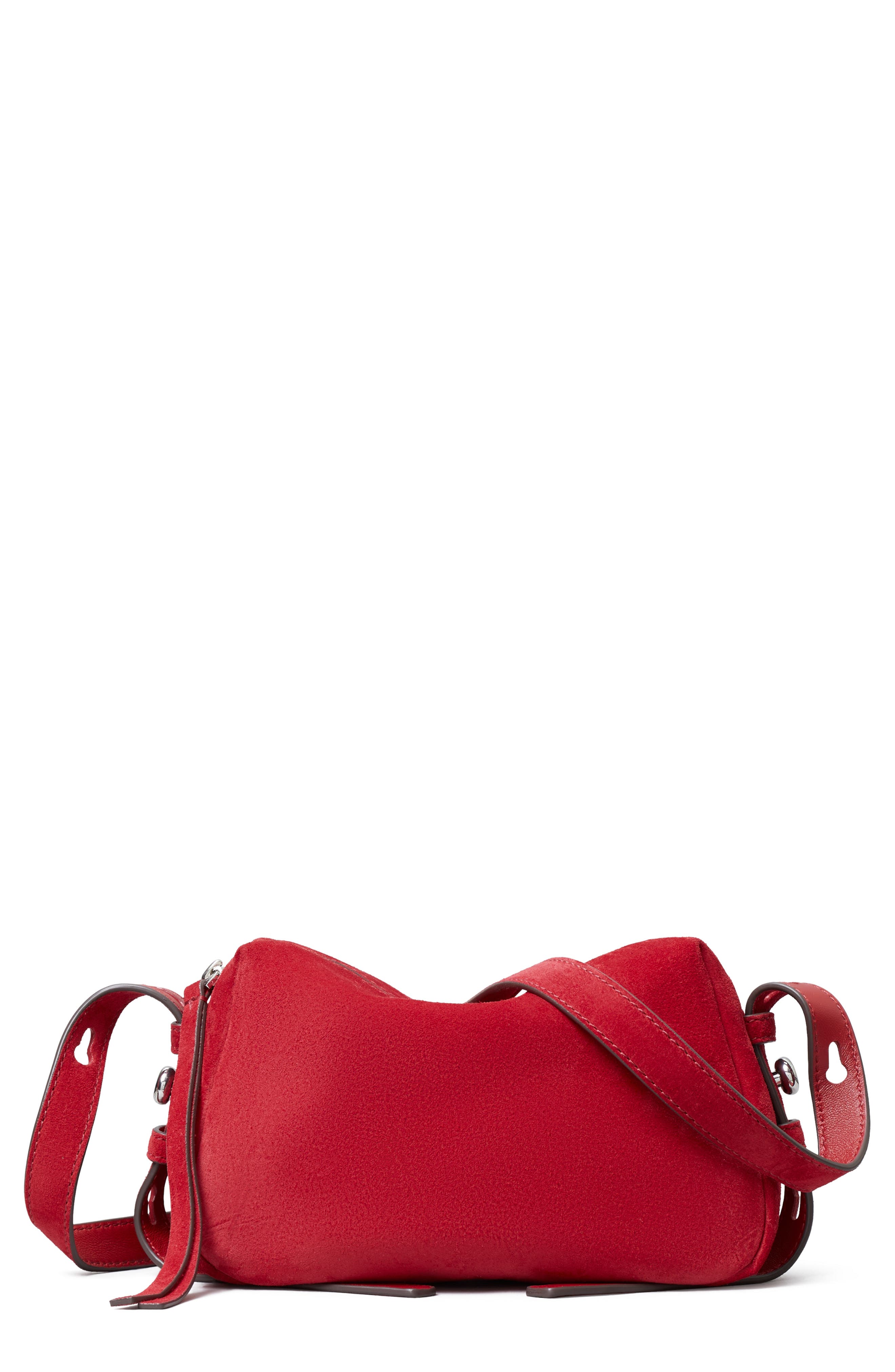 Romy Suede Leather Soft Crossbody Bag, Main, color, TOUCAN RED