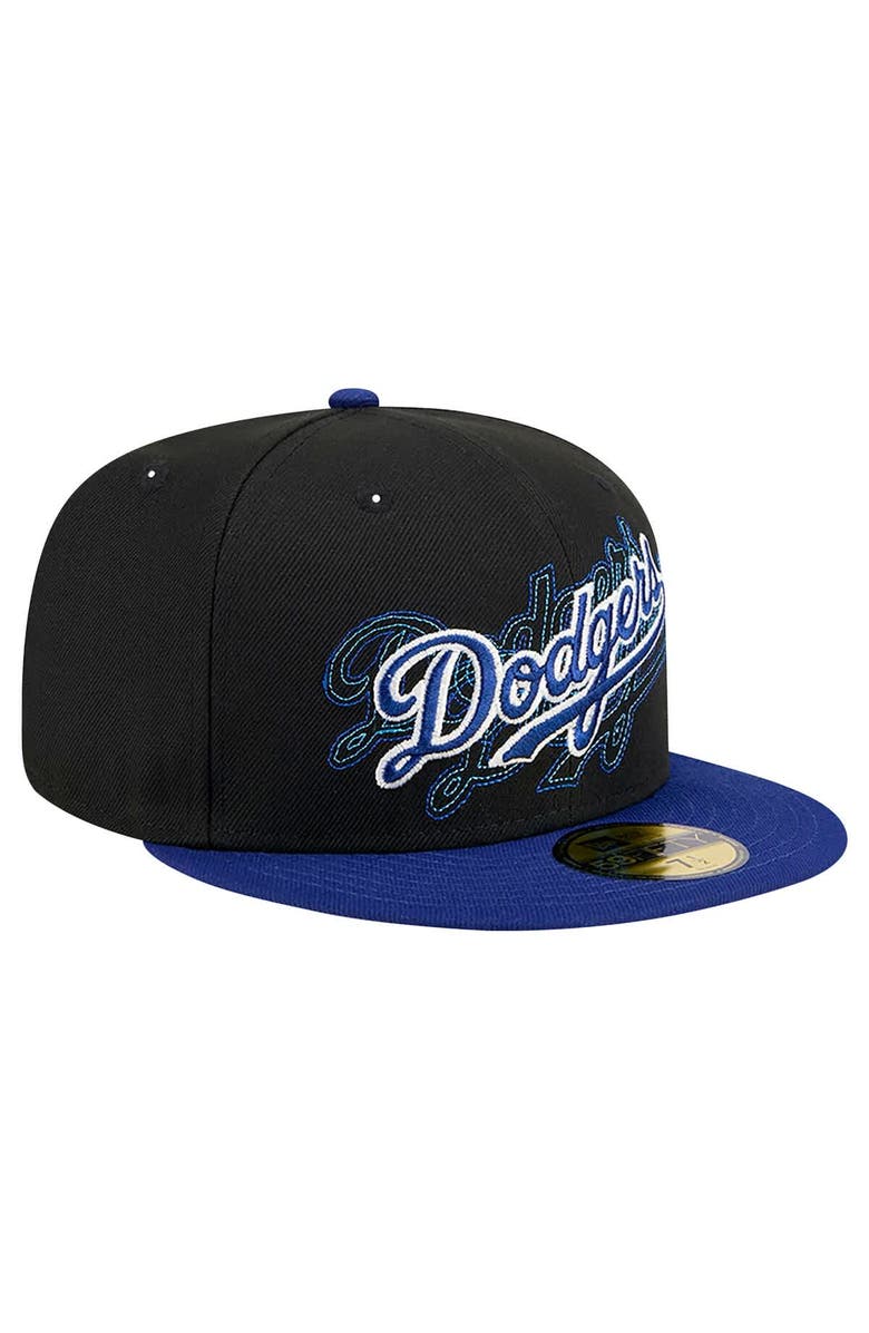 New Era Men's New Era Black Los Angeles Dodgers Shadow Stitch 59FIFTY Fitted Hat, Alternate, color, 