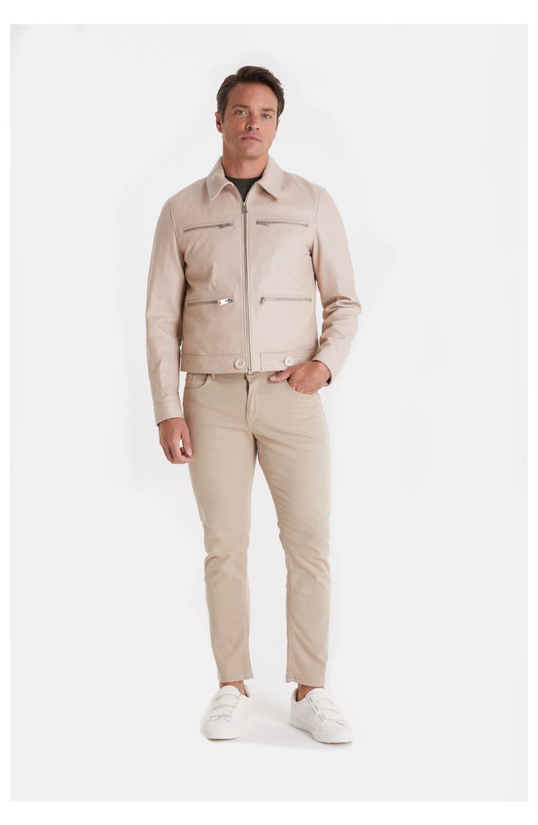 Furniq UK Marcus Leather Jacket, Main, color, Beige