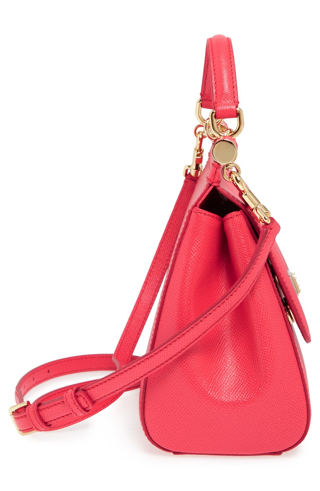 Dolce&Gabbana 'Small Miss Sicily' Leather Satchel, Alternate, color, Hibiscus