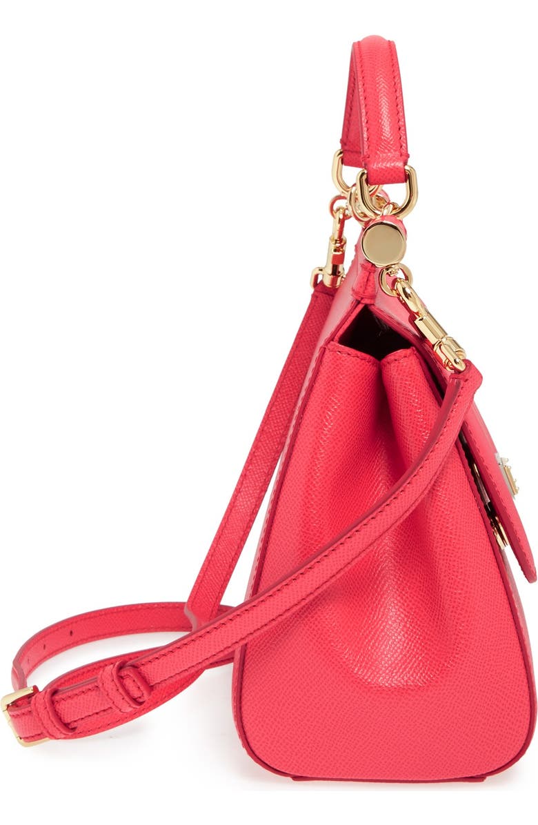 Dolce&Gabbana 'Small Miss Sicily' Leather Satchel, Alternate, color, Hibiscus