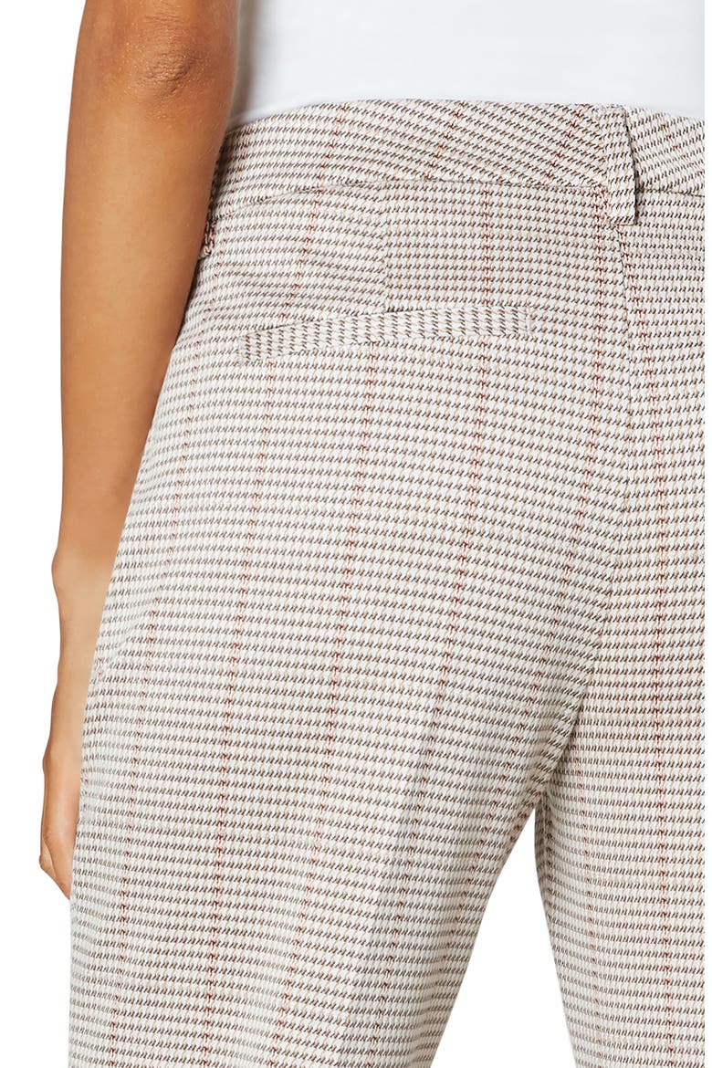 Kate Houndstooth Crop Straight Leg Trousers, Alternate, color, CREAM/ TAN/ RED ABSTRACT