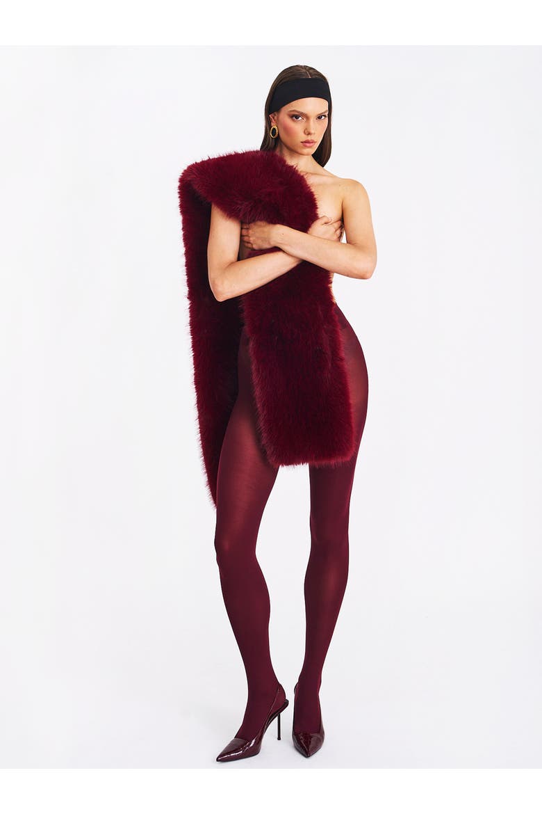 Jazmin Multi-wear Faux Fur Scarf, Alternate, color, Burgundy