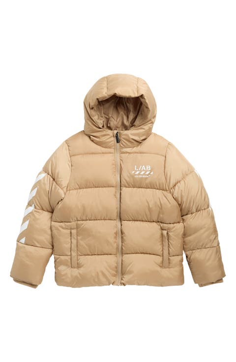 Kids' Diagonal Hooded Puffer Jacket