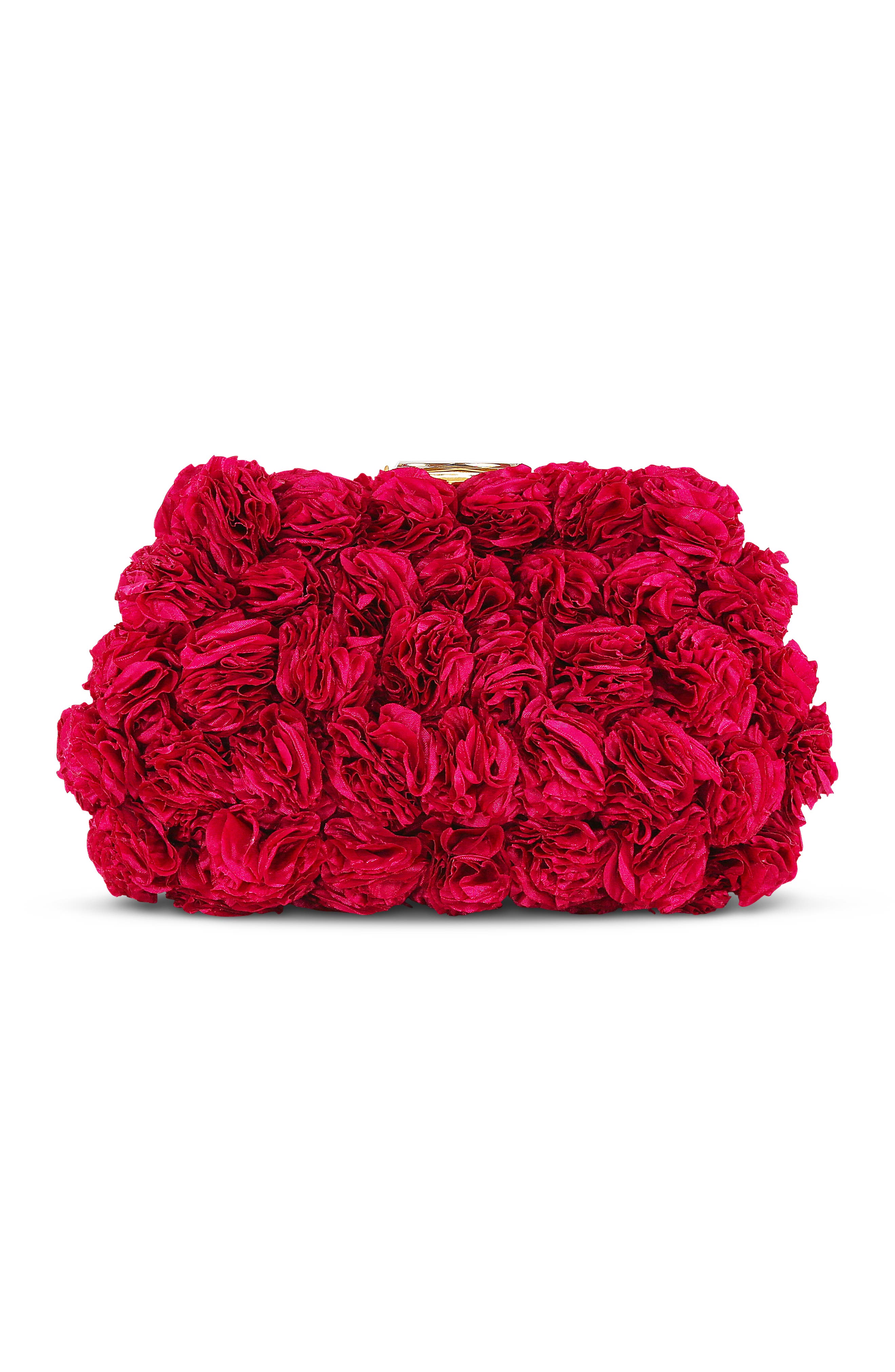BADGLEY MISCHKA Lulu Mini Rose Cluster Pouch Clutch, Main, color, Magenta