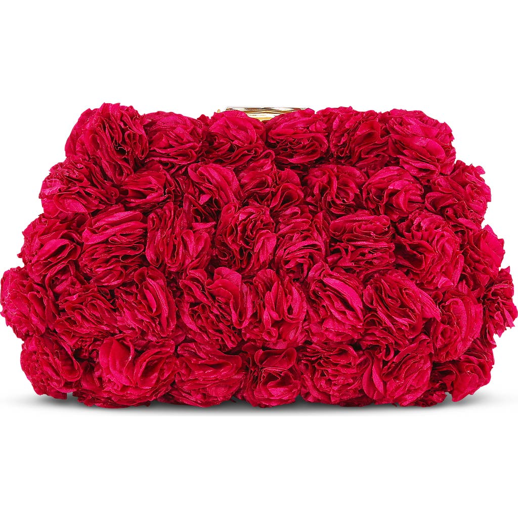 Badgley Mischka Lulu Mini Rose Cluster Pouch Clutch In Purple