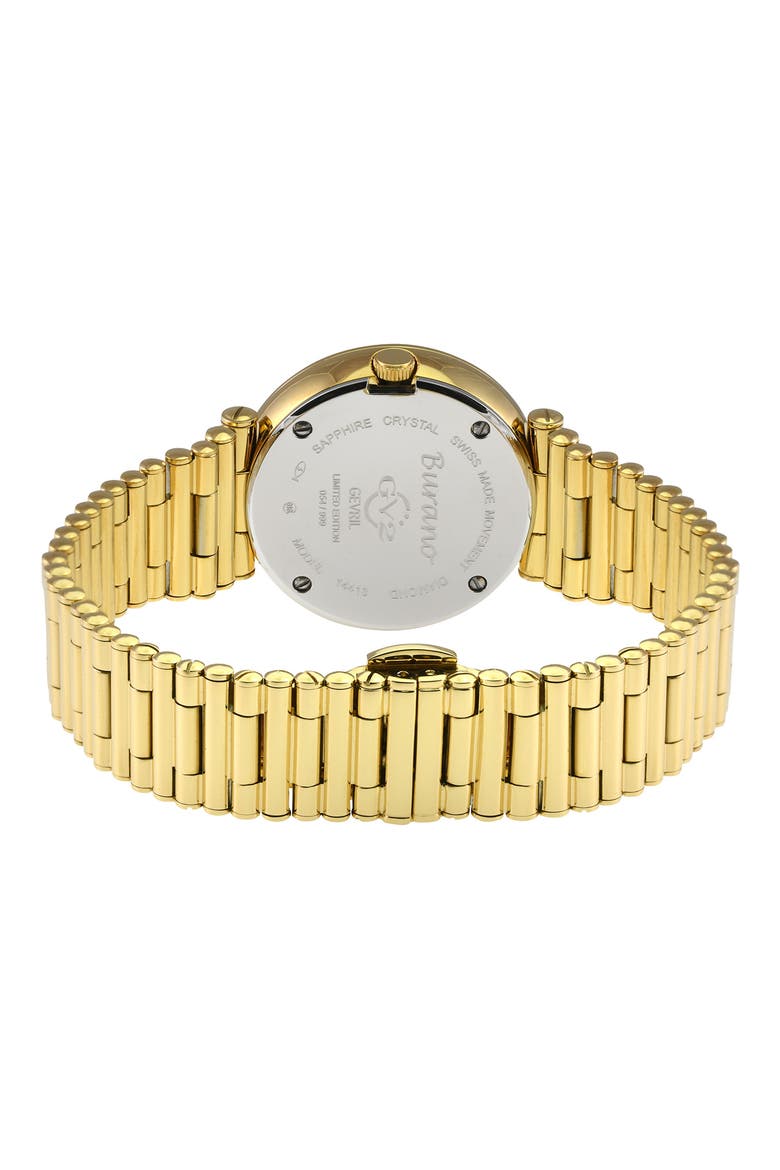 Burano Diamond Swiss Bracelet Watch, 34mm - 0.005 ctw, Alternate, color, GOLD