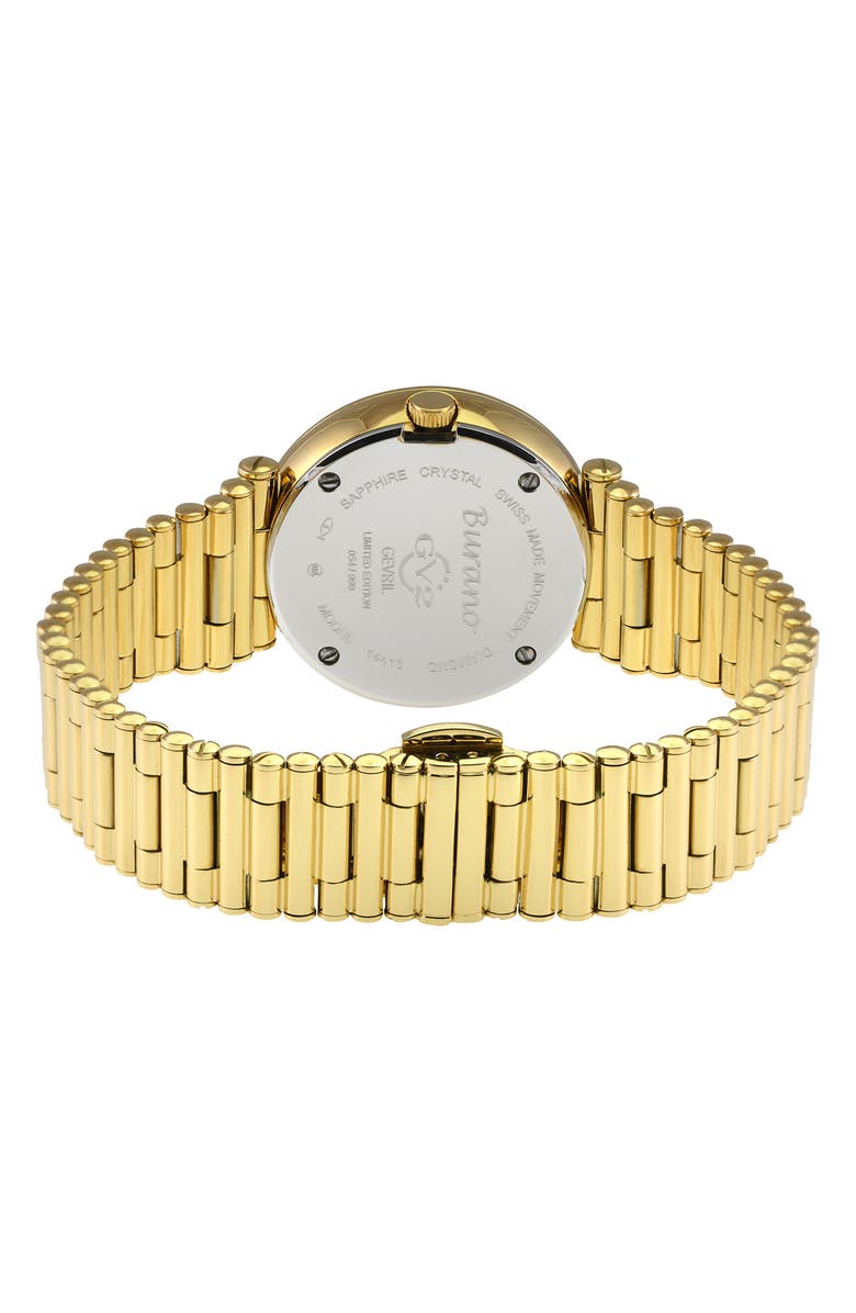 GV2 Burano Diamond Swiss Bracelet Watch, 34mm - 0.005 ctw, Alternate, color, Gold