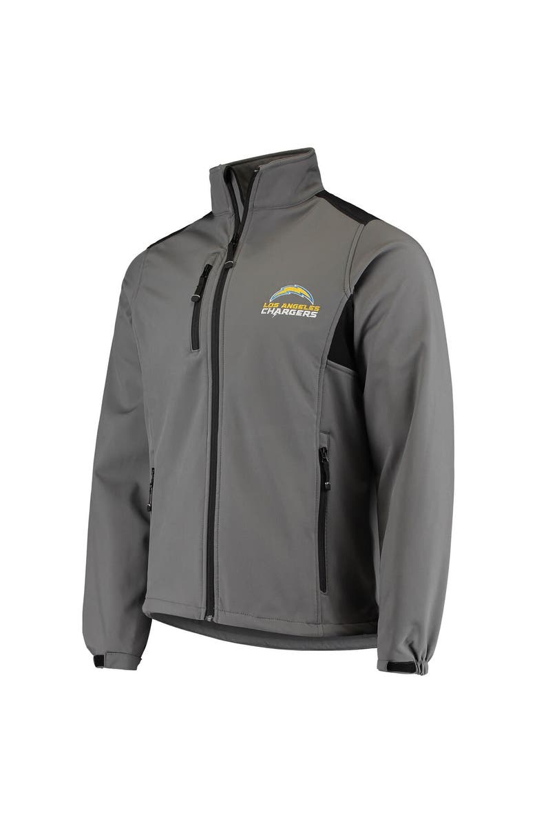 DUNBROOKE Men's Dunbrooke Charcoal Los Angeles Chargers Circle Softshell Fleece Full-Zip Jacket, Alternate, color,