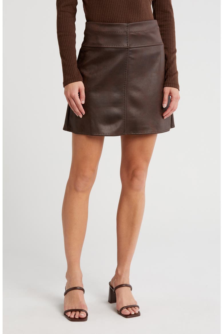 Faux Leather Miniskirt, Main, color, DK BRN/ CRKLE BROWN