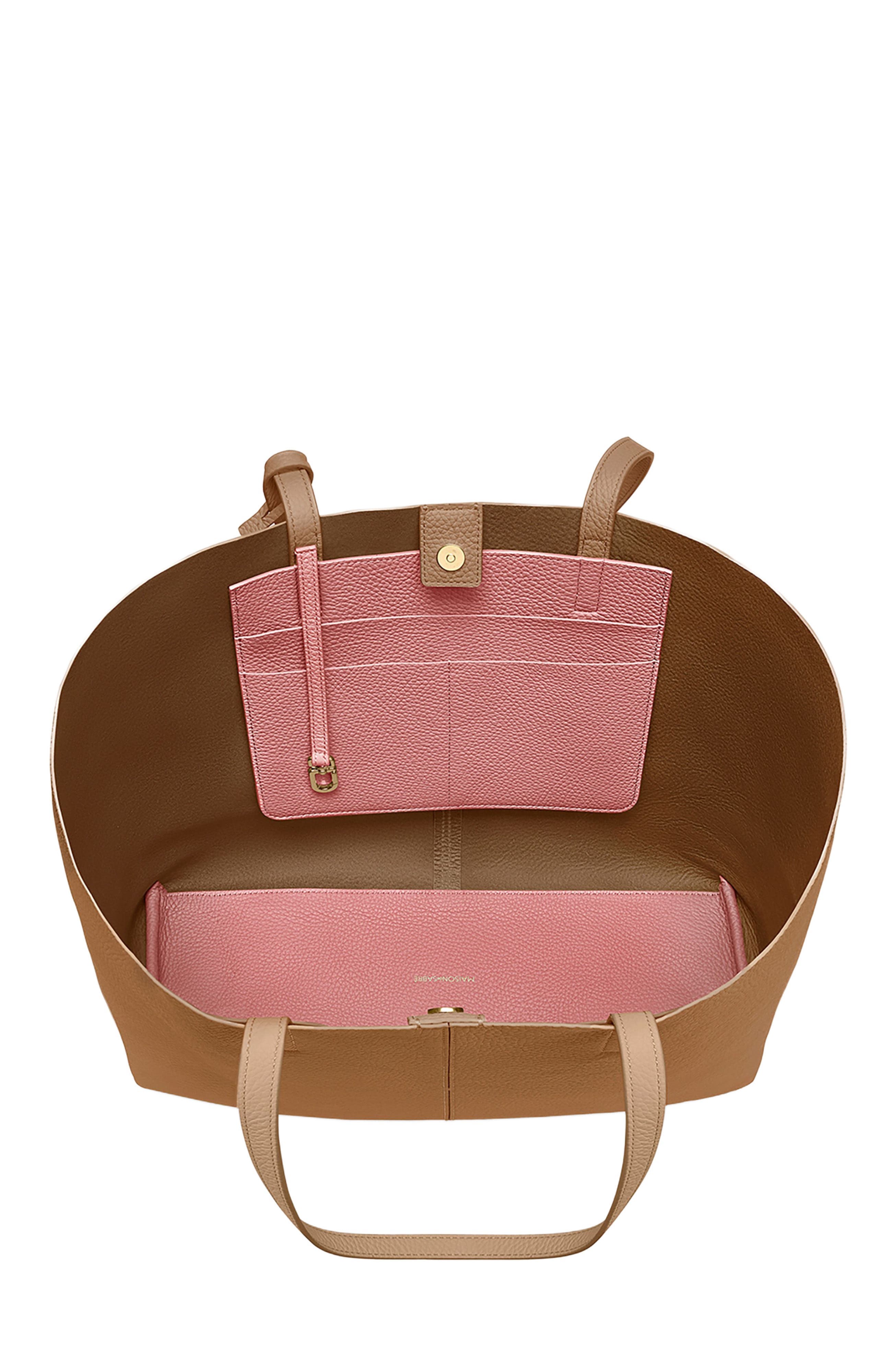Large Leather Snap Soft Tote, Alternate, color, Sandstone Lily
