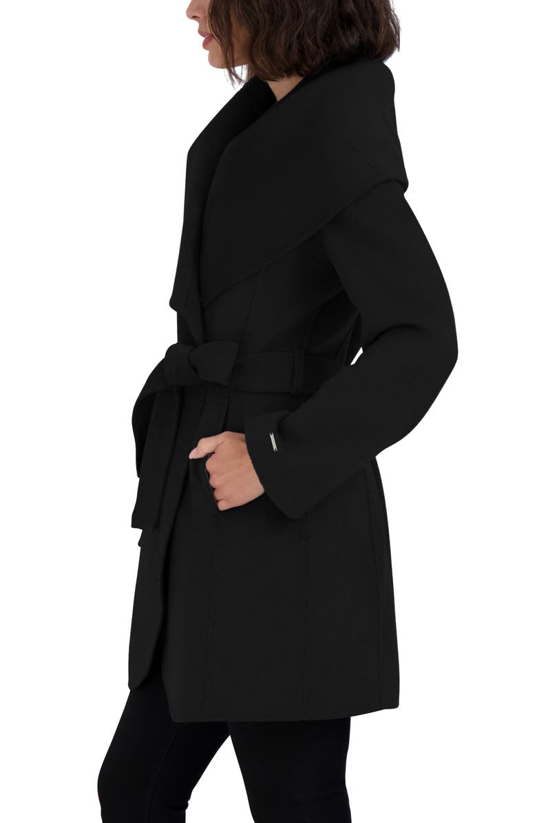 Tahari Marilyn Wool Blend Coat, Alternate, color, Black