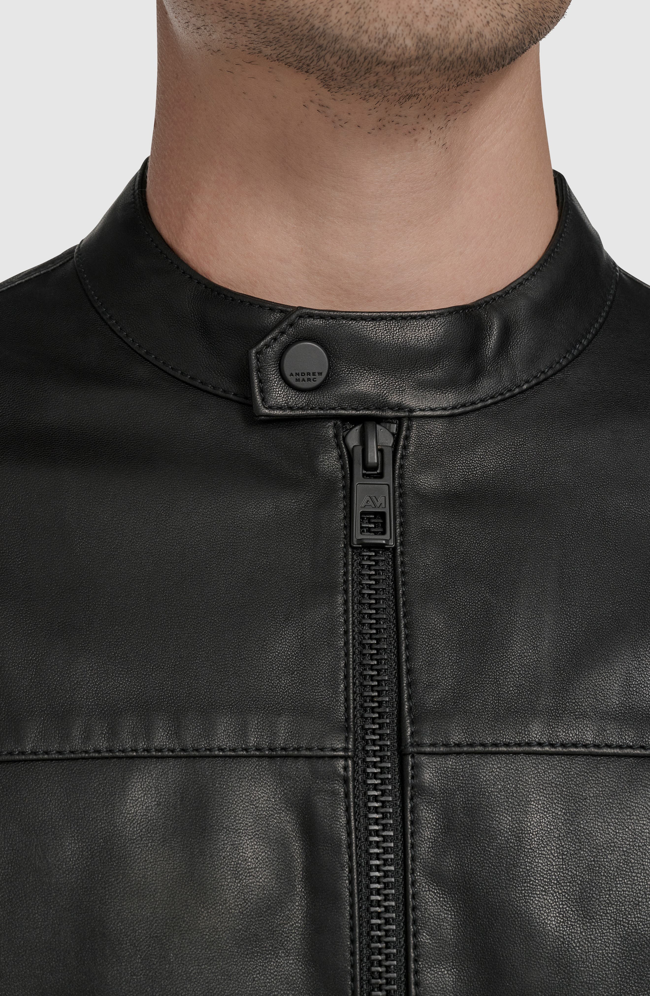Andrew Marc Leather Racer Jacket — фото 8