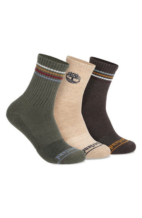3-Pack Stripe Wool Blend Hike Quarter Socks