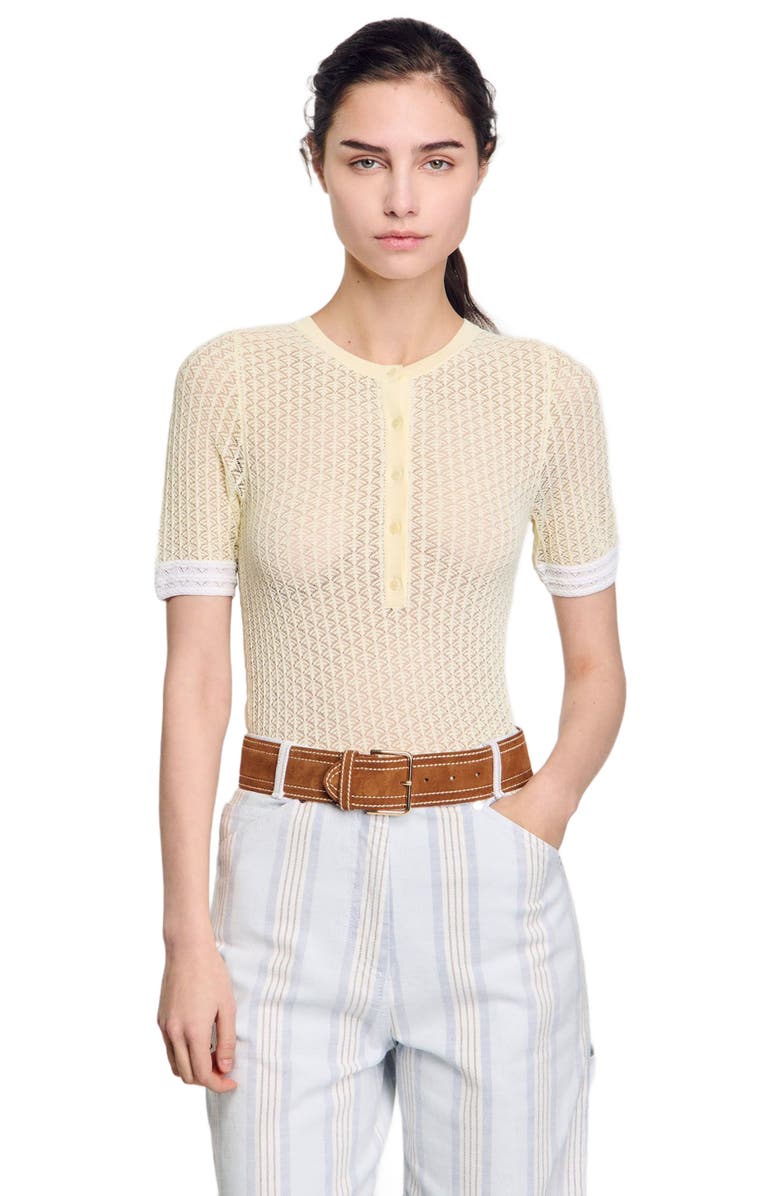 SANDRO Short-sleeved sweater, Main, color, Light Yellow