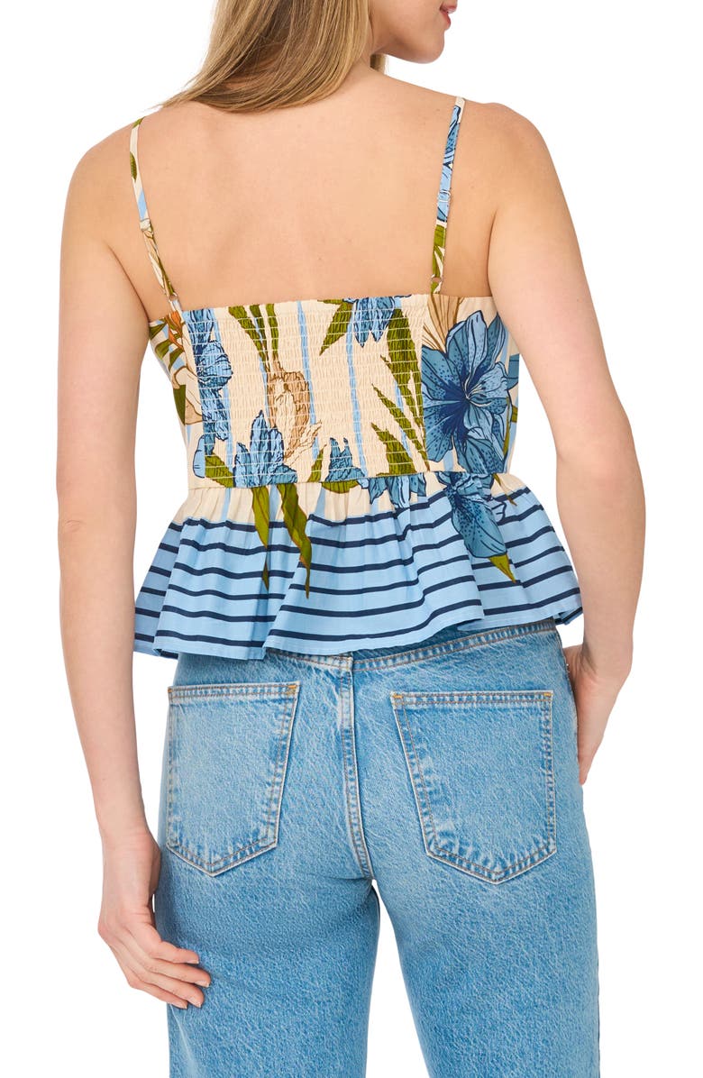 Halogen<sup>®</sup> Peplum Border Tank, Alternate, color, Eggnog