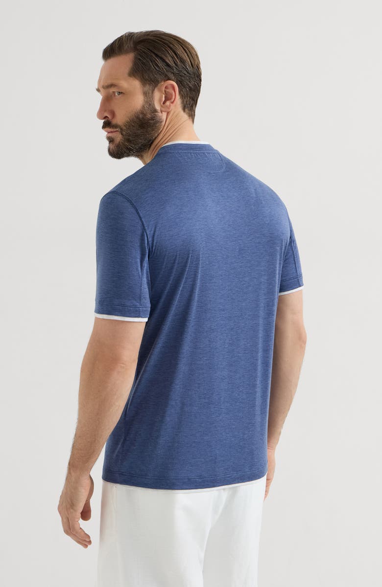 Brunello Cucinelli T-shirt with faux-layering, Main, color, Denim