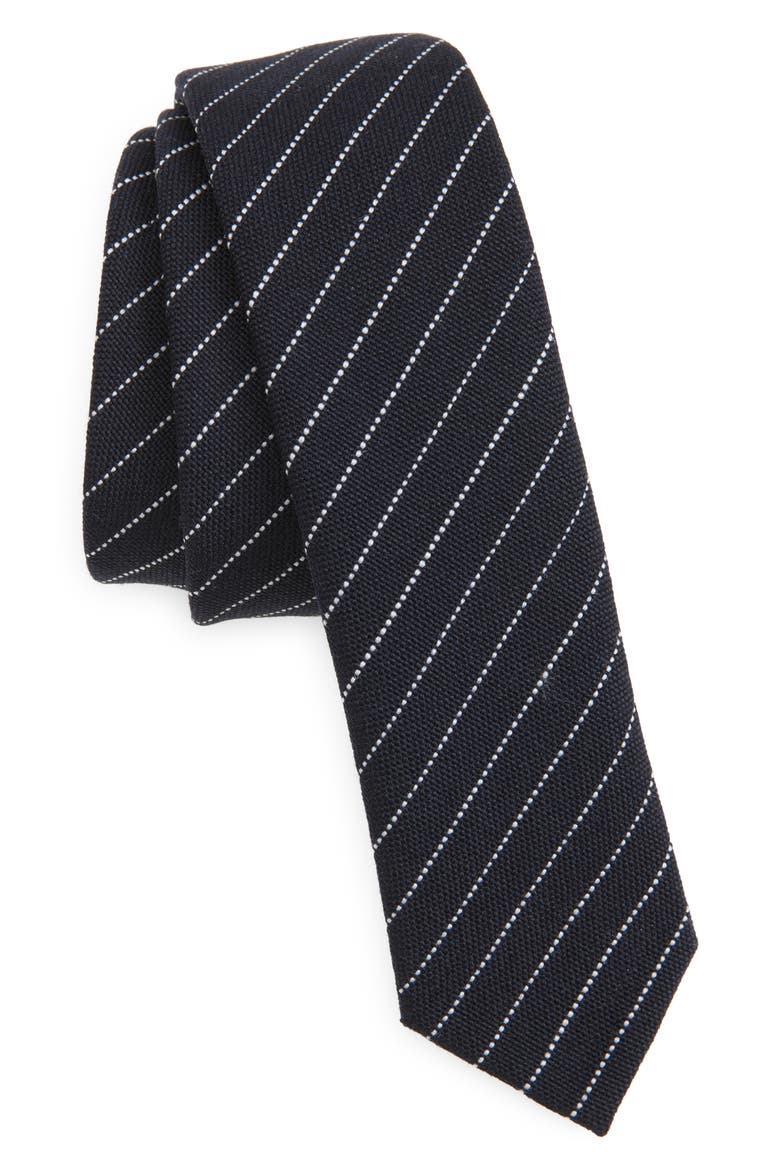 Classic Pinstripe Wool Tie, Main, color, NAVY