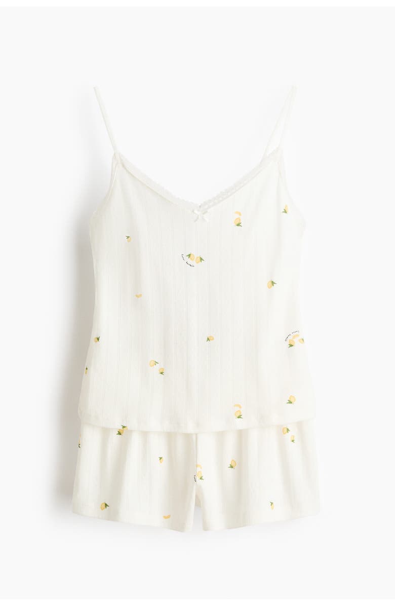 H&M Cotton Pointelle Pyjamas, Main, color, White/Lemons