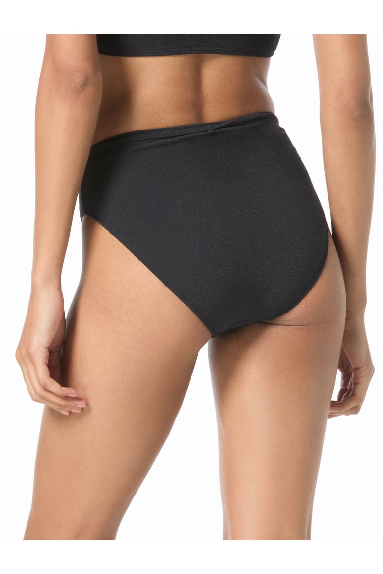 Oval Link Crepe Solids High Waist Swim Bottom, Alternate, color, Black