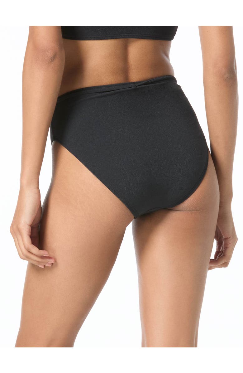 MICHAEL Michael Kors Oval Link Crepe Solids High Waist Bottom, Alternate, color, Black