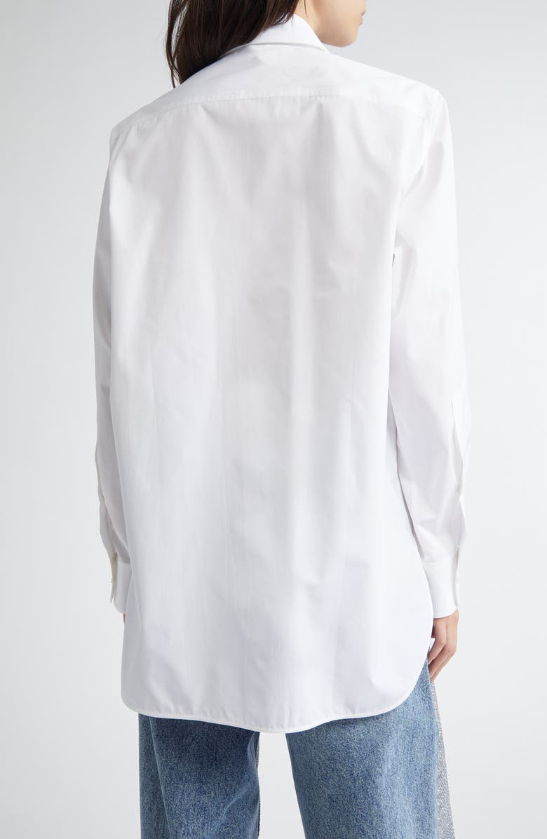 Stella McCartney Crystal Cutout Cotton Poplin Button-Up Shirt, Alternate, color, 