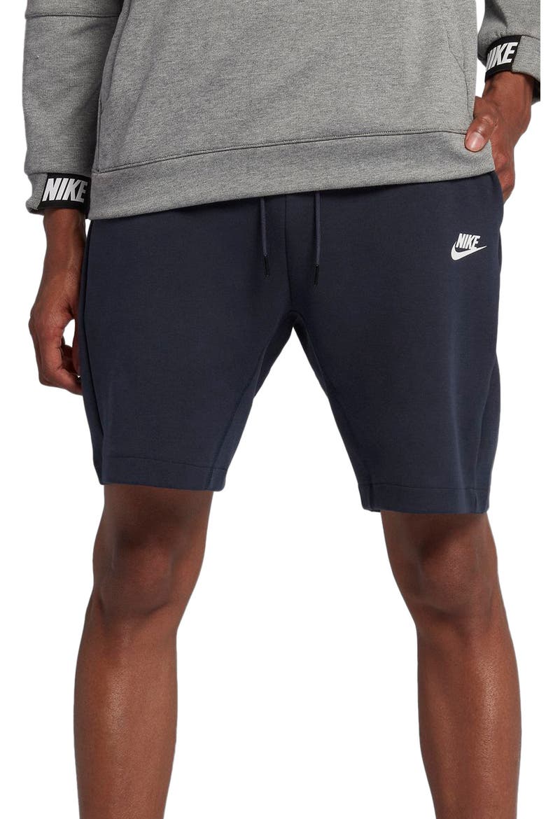 Tech Fleece Shorts, Main, color, OBSIDIAN/ WHITE