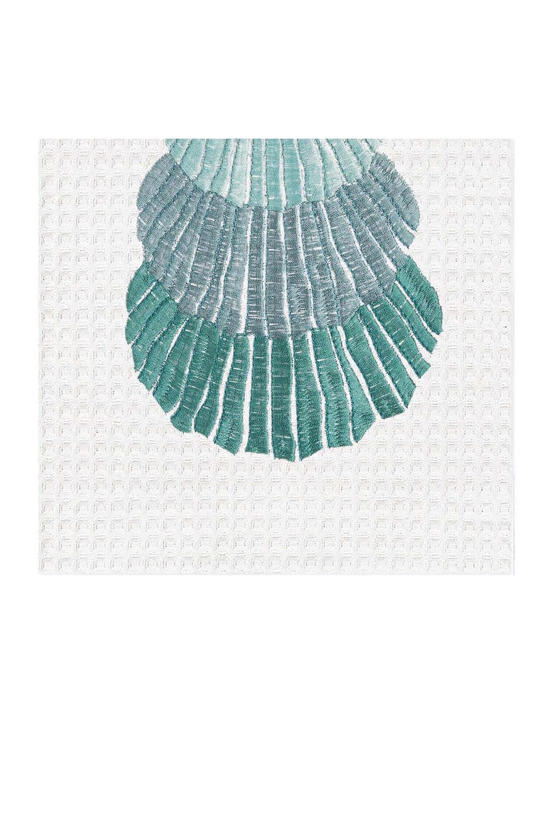 3 Scallop Shells Cotton Kitchen, Alternate, color, Blue