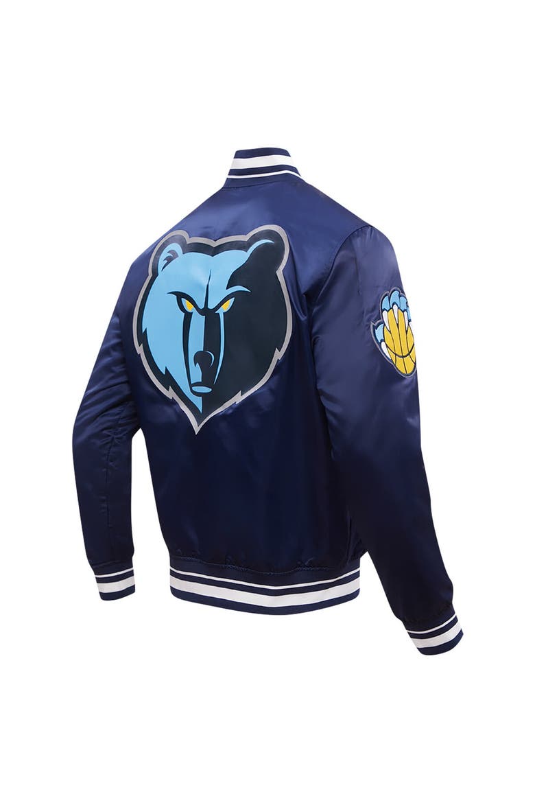 Men's Pro Standard Navy Memphis Grizzlies Script Tail Full-Snap Satin Varsity Jacket, Alternate, color, Navy