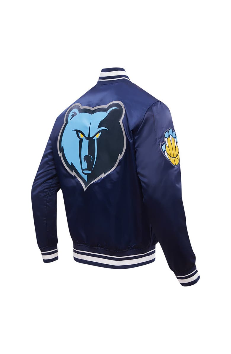 PRO STANDARD Men's Pro Standard Navy Memphis Grizzlies Script Tail Full-Snap Satin Varsity Jacket, Alternate, color, 