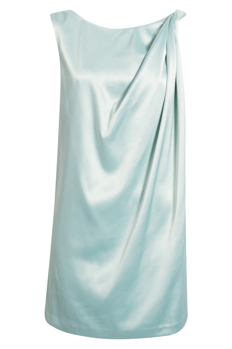 Sleeveless Satin Dress with Back Bow Accent, Alternate, color, BLUE CLOUD