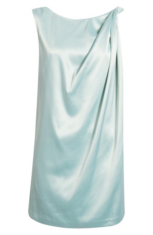 Open Edit Sleeveless Satin Dress With Back Bow Accent In Blue
