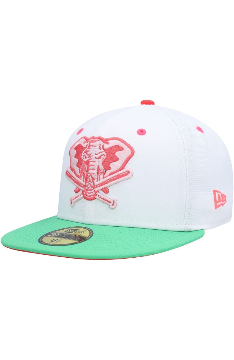 New Era Men's New Era White/Green Oakland Athletics Alternate Logo Watermelon Lolli 59FIFTY Fitted Hat, Alternate, color, White
