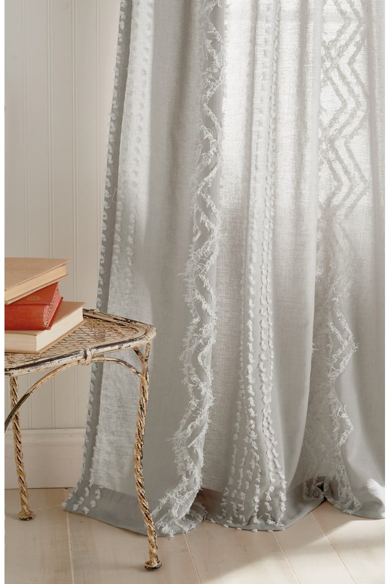 Cut Geo Back Tab Single Curtain Panel, Alternate, color, GREY