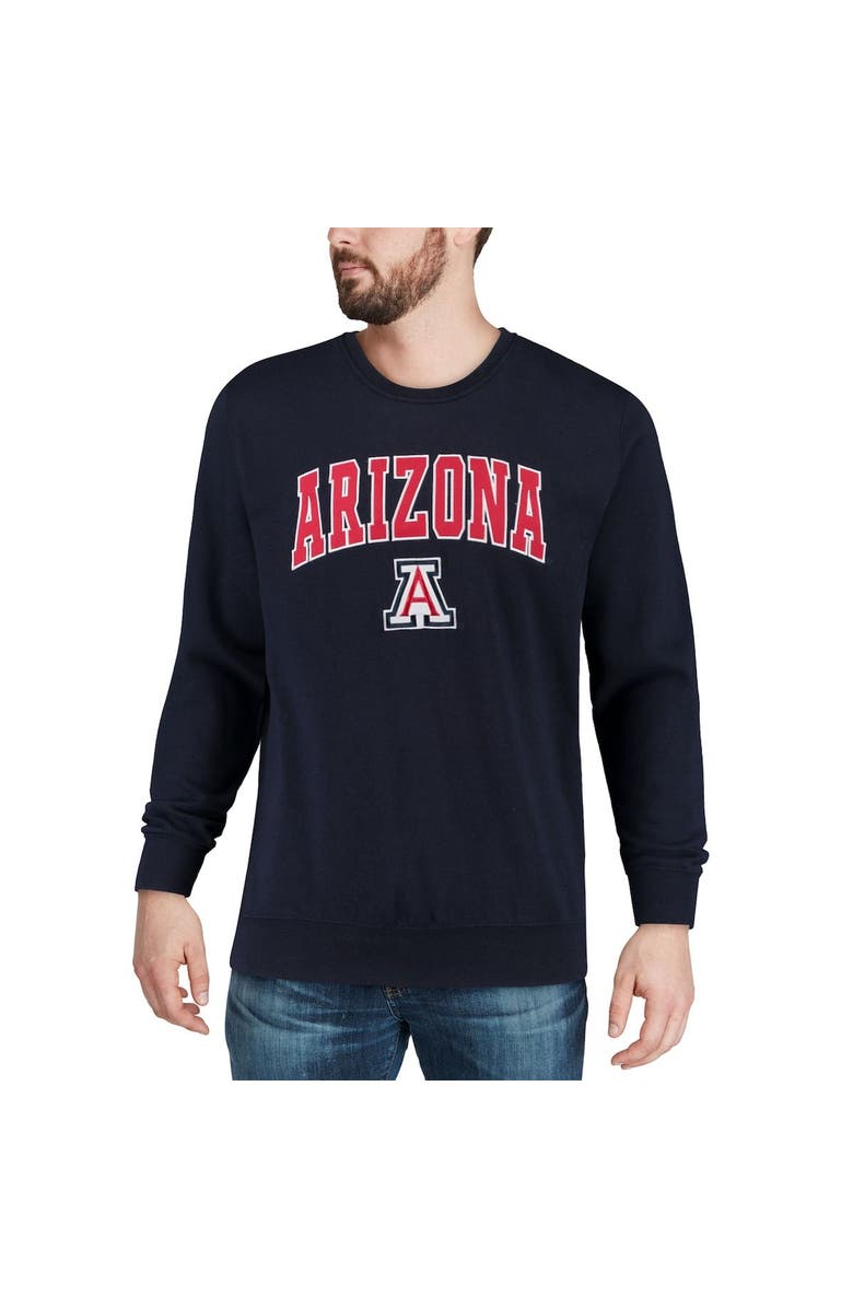 COLOSSEUM Men's Colosseum Navy Arizona Wildcats Arch & Logo Crew Neck Sweatshirt, Alternate, color, Navy